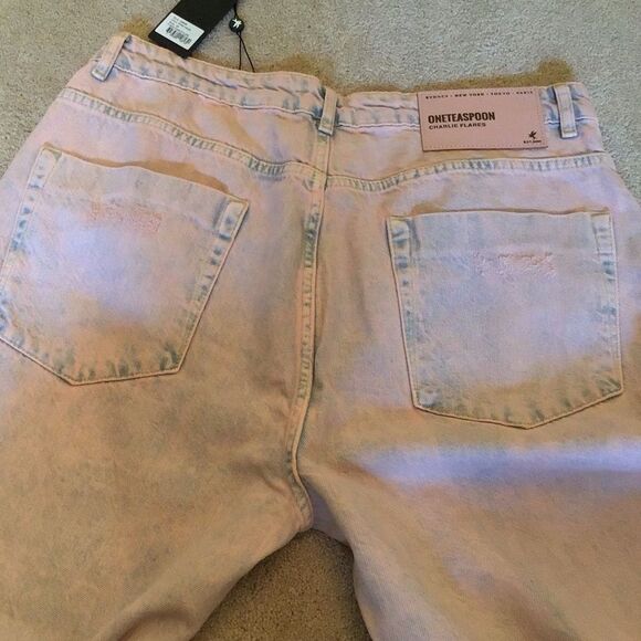 NWT Charlie High Waist Slim Flared Denim Jeans - Pink Haze - Picture 10 of 10